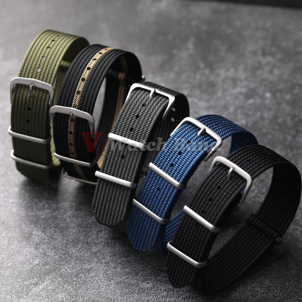 New Ribbed Nylon Watchband Nylon Watch Strap 18mm 20mm 22mm Watchband Accessories for Military Watch Band Bracelets