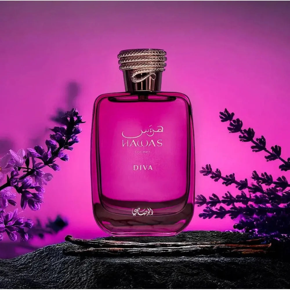 Rasasi Hawas Diva Women Perfume 100ml with Premium Snake Print Gift Box, Sensual Warm Amber Vanilla Scent, Luxury Present for Girlfriend Anniversary Birthday
