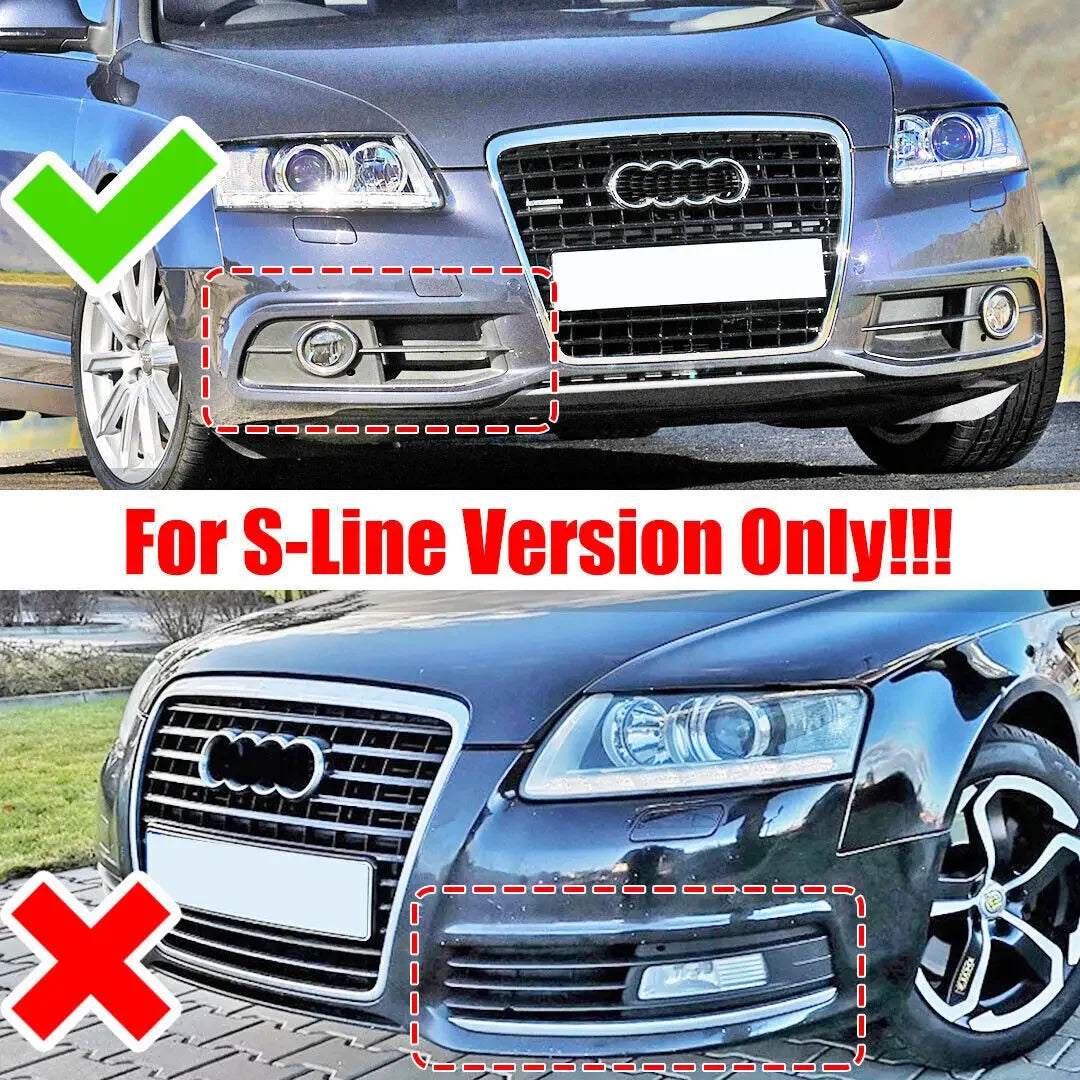 MAGICKIT For Audi A6 C6 S-Line Models 2009-2012 Gloss Black Front Bumper Fog Light Grille Cover CAR accessories Gloss Black