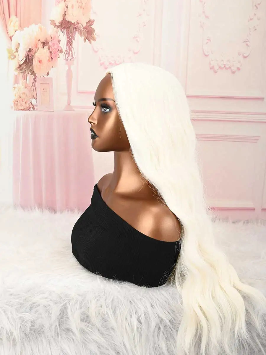 White Long Wig With Bangs Natural Hair Fiber Synthetic Cosplay Wig For Women And Girls, Perfect For Halloween,Christmas, Parties, And Cosplay
