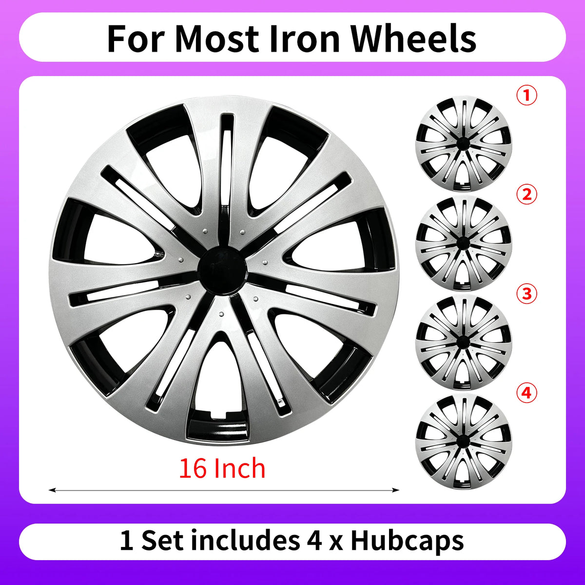 4PC 16 Inch Iron Steel Wheels Hubcaps Cover for Automobile Full Rim Cover Caps Rim Hubcap for R16 Tire Universa Car Accessories
