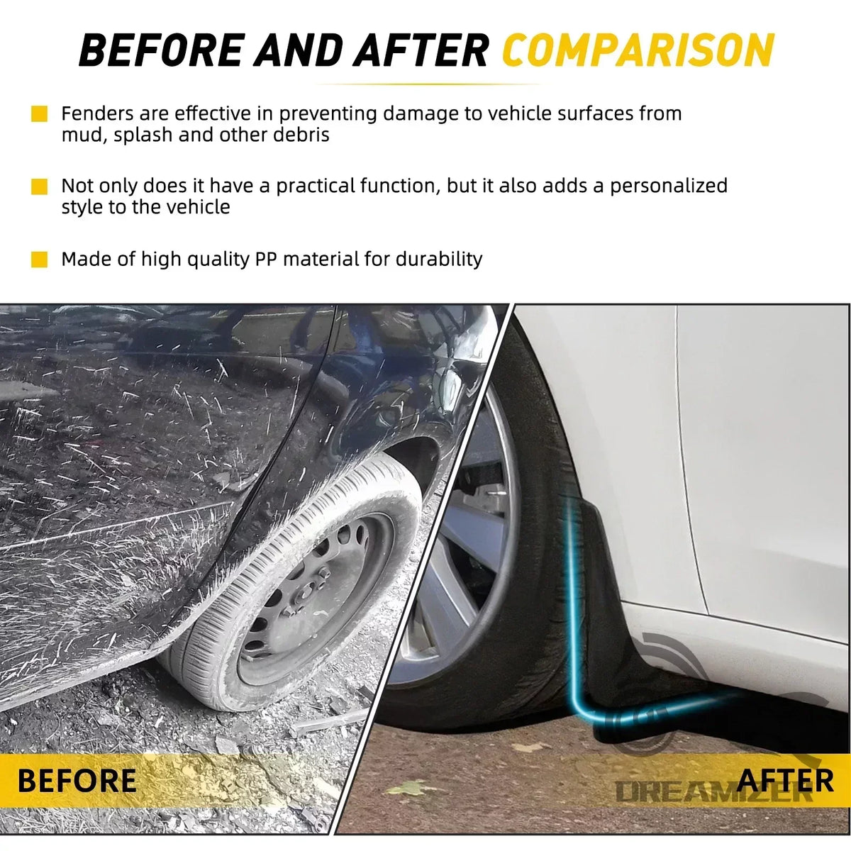 4pcs Front Rear Mudflaps Mud Flaps Original Model Replacement Splash Protector Fender Car Accessories Parts Wheel