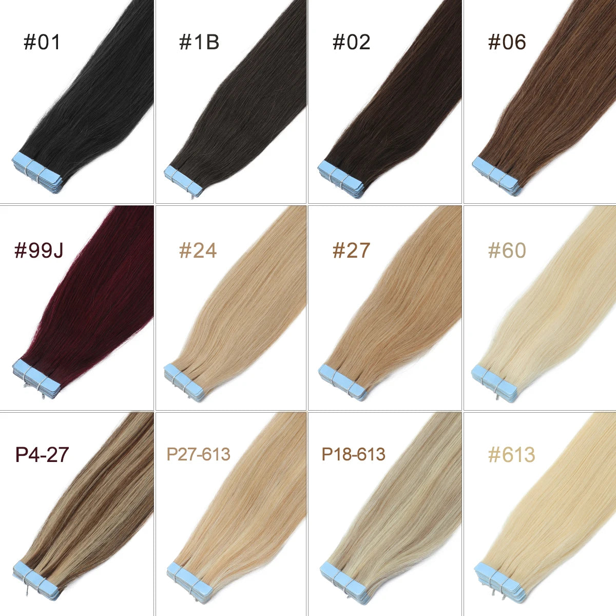 High Quality Silky Soft Remy Human Hair Extensions 12 Inch-20 Inch Tape Hair Wear Resistant Durable Silky Soft PU Seamless Add Length Volume