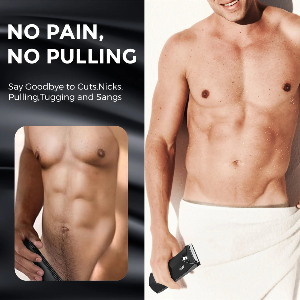 Body Hair Trimmer for Men,Pubic Hair Trimmer with LED Light - Electric Ball Shavers with Ceramic Blades & Travel Lock - Body Groomer IPX7 Waterproof Wet/Dry Use for Groin/Chest/Legs
