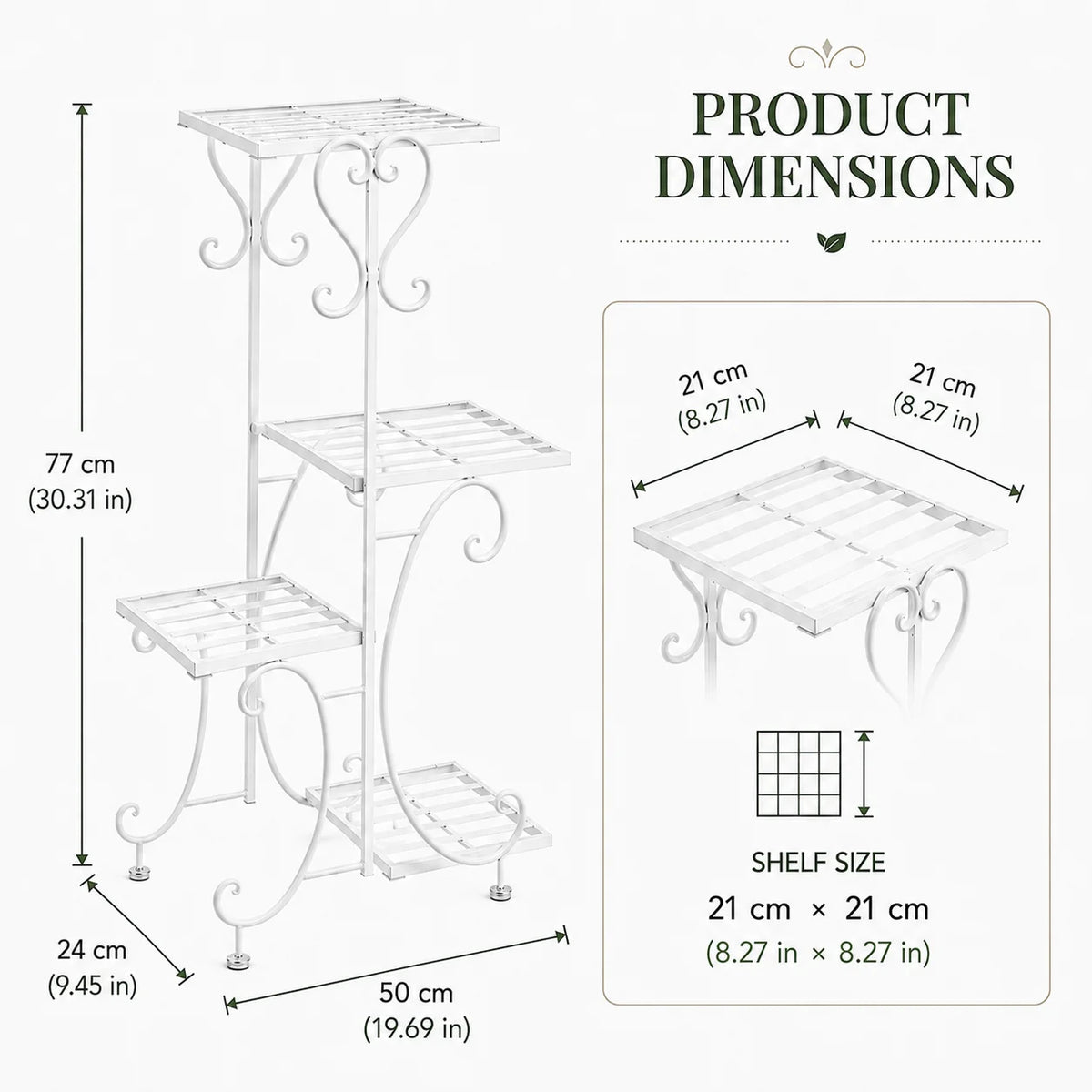 Decorative Metal Corner Display Shelf, 4-Tier Freestanding Accent Stand for Plants, Books, Candles, Storage Baskets & Home Decor