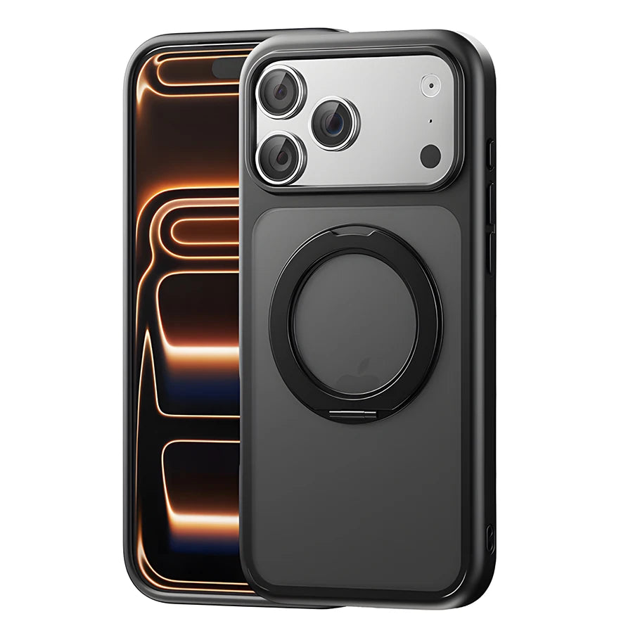 360° Adjustable Magnetic Phone Case with Rotating Stand | Multi-Function & MagSafe Compatible, Skin-Friendly & Portable Semi-Transparent Design for iPhone 18/17/16/15/14/13/12 Pro/ProMax/Air/Plus/E Series
