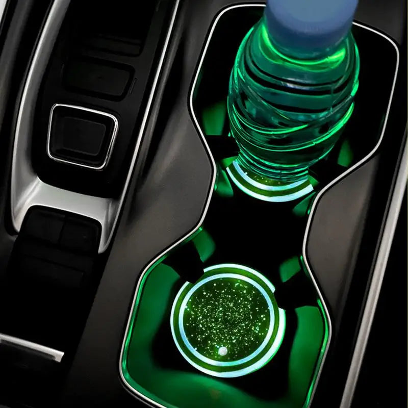 Light up Car Coasters Automotive Light up Cup Holder LED Interior Atmosphere Light Car Accessories Waterproof Cup Pad for Car