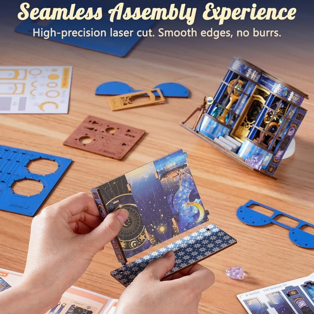 Rolife DIY Miniature House Kit Magic Astronomy Shop Dollhouse Model Building Kit Wooden 3D Puzzle Toys with LED for Home Decor