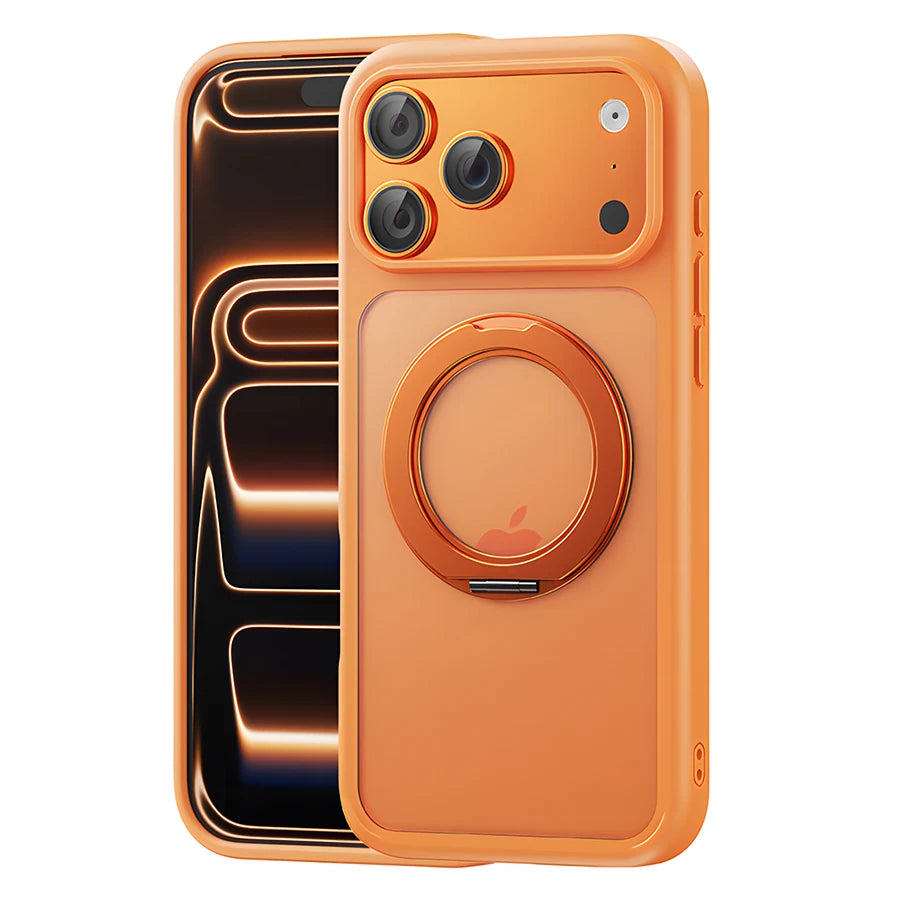 360° Adjustable Magnetic Phone Case with Rotating Stand | Multi-Function & MagSafe Compatible, Skin-Friendly & Portable Semi-Transparent Design for iPhone 18/17/16/15/14/13/12 Pro/ProMax/Air/Plus/E Series