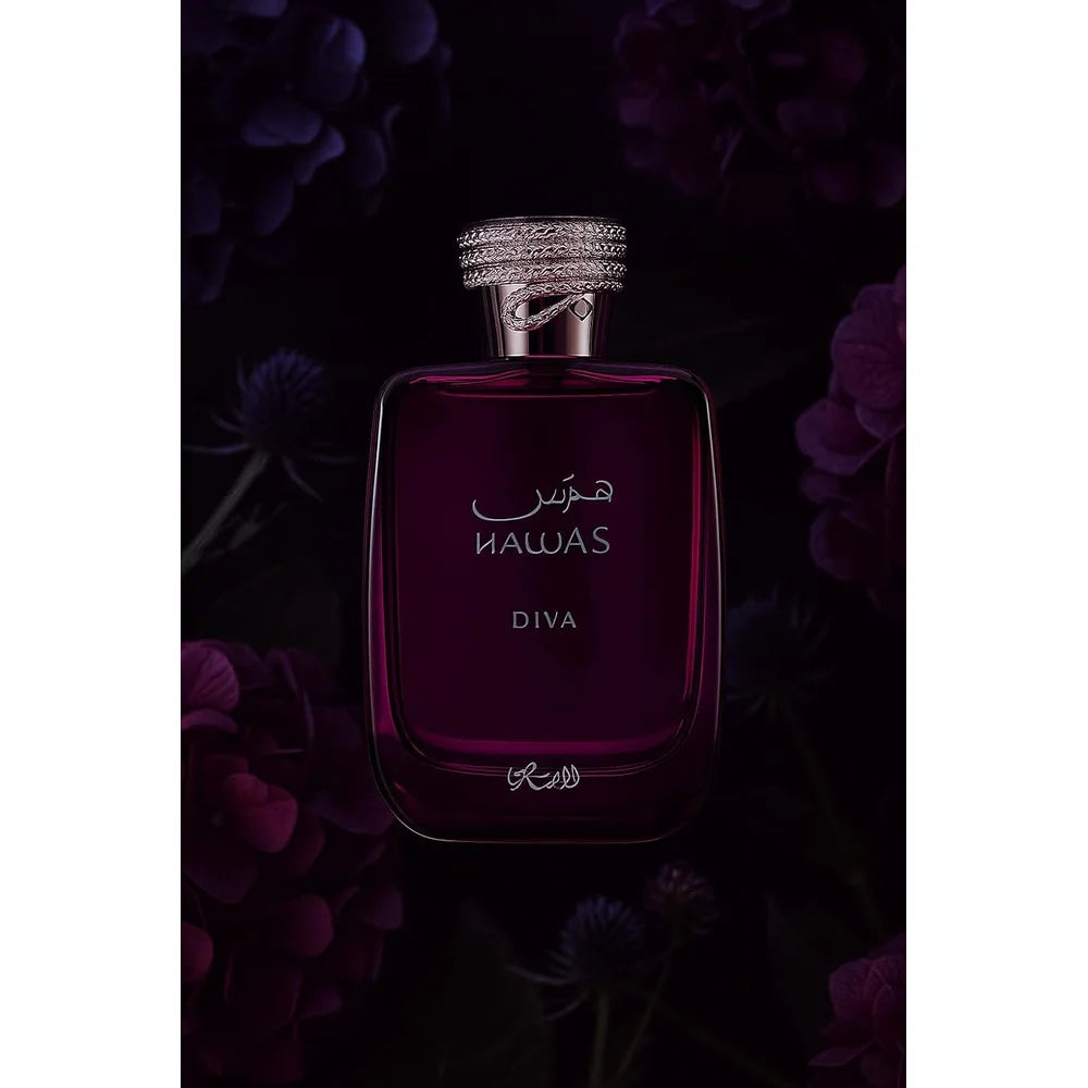 Rasasi Hawas Diva Women Perfume 100ml with Premium Snake Print Gift Box, Sensual Warm Amber Vanilla Scent, Luxury Present for Girlfriend Anniversary Birthday