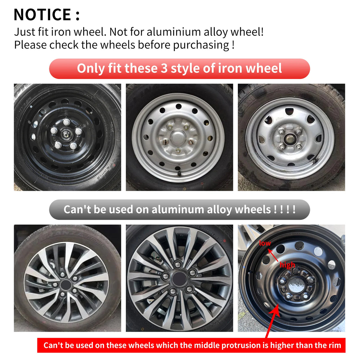 4PC 16 Inch Iron Steel Wheels Hubcaps Cover for Automobile Full Rim Cover Caps Rim Hubcap for R16 Tire Universa Car Accessories