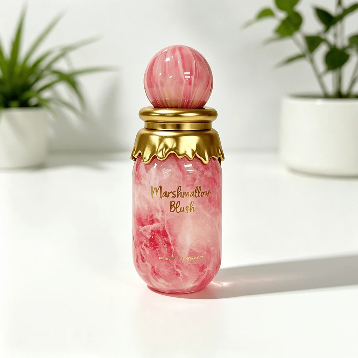 Paris Corner Marshmallow Blush Eau de Parfum 100ML Long Lasting Strawberry Raspberry Fruity Marshmallow Vanilla Gourmand Fragrance Unisex Perfume Pink Marble Bottle With Dripping Gold Cap Sweet Cozy Scent Birthday Holiday Gif