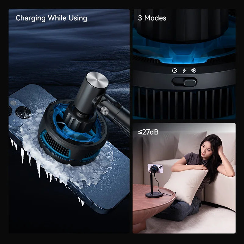 Ulanzi SK-10 3 in 1 Magnetic Cell Phone Stand with Cooling Fan and Wireless Charger for iPhone Height Adjustable Phone Desk Hold