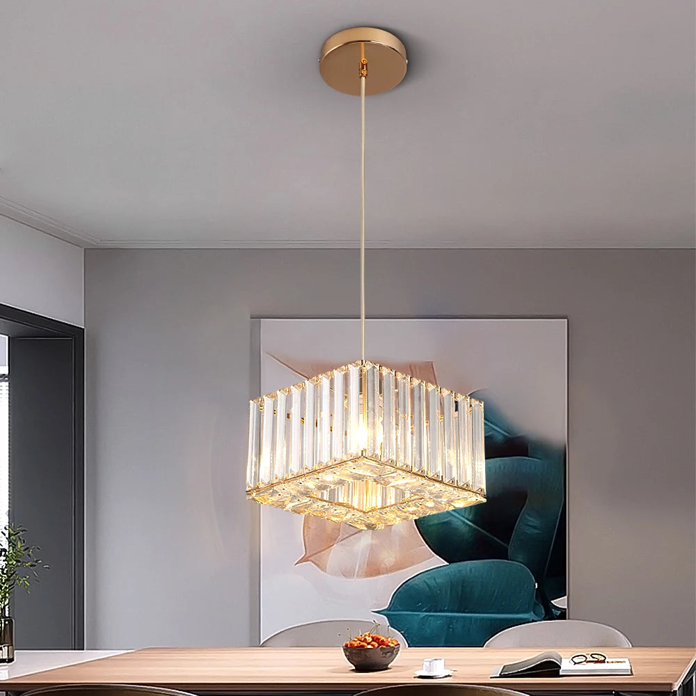 Modern Crystal Pendant Light Chandelier Luxury  Led Ceiling Lamp Kitchen Island Home Decor Fixtures Adjustable Hanging Lustre