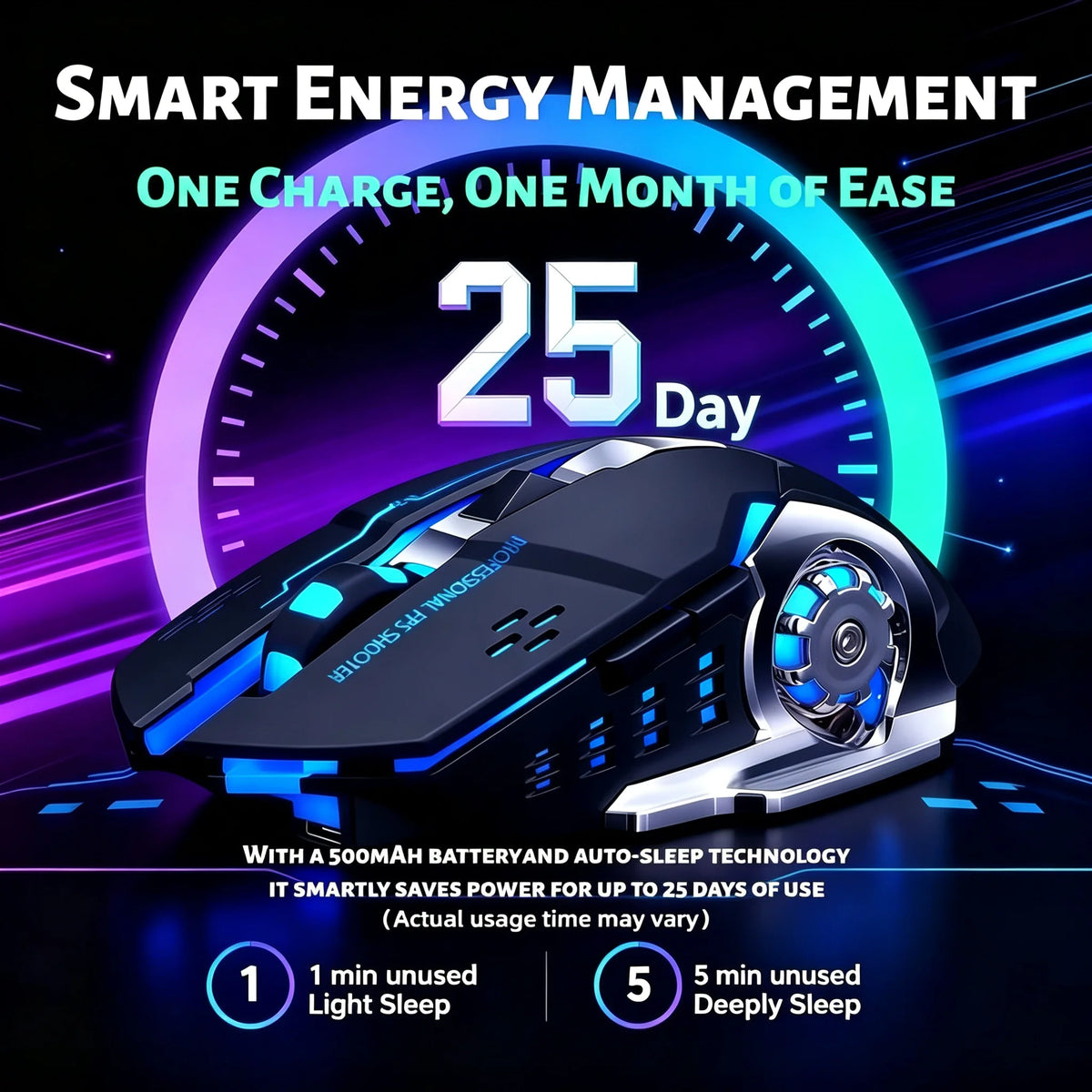 RGB Wireless Gaming Mouse - T-WOLF Rechargeable BT5.0 + 2.4G Dual-Mode Mouse, Silent Full-Size Ergonomic Design For Extended Work, Productivity & Gaming, Tech Desk Setup Accessories, Back To School Gift